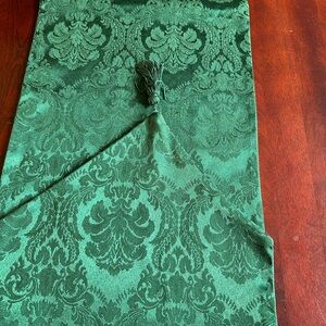 Elegant Green Damask Table Runner
